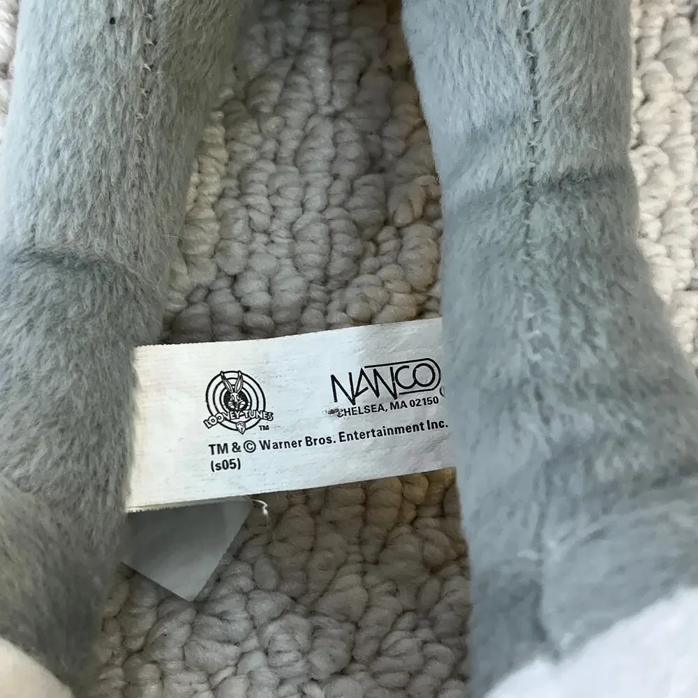 VTG Bugs Bunny Plush Stuffed Toy NAMCO Bendable Ears Vinyl Eyes Gray White